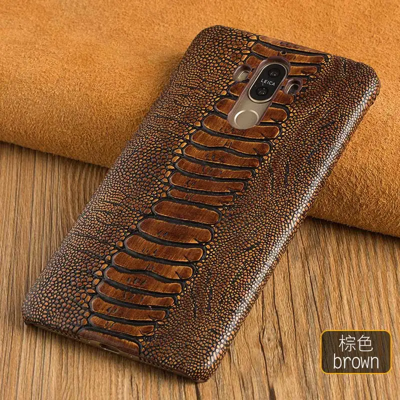 Brown Чехол LANGSIDI для LG V30 V40 V50, чехол из натуральной кожи, роскошный чехол из кожи страуса для LG g5 G6 G7 G8S fundas - Цвет: Brown