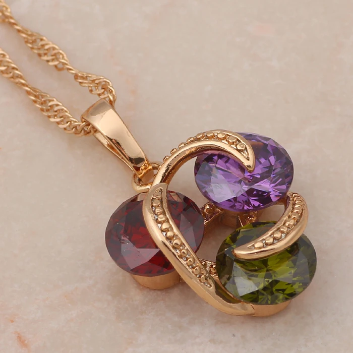 Brand design Color crystal yellow gold tone AAA Zirconia Fashion Jewelry Necklaces &amp Pendants for Women LN254A | Украшения и