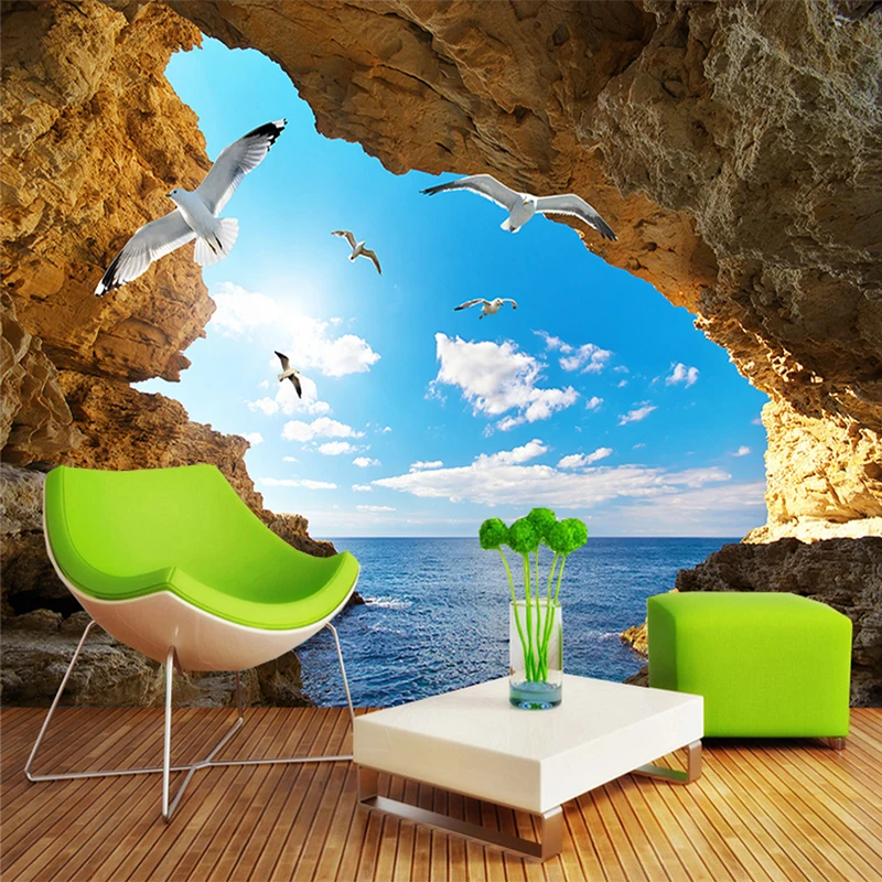 

Custom Mural Wallpaper 3D Stereo Seascape Landscape Living Room Bedroom TV Sofa Hotel Background Wall Home Decor Papel De Parede