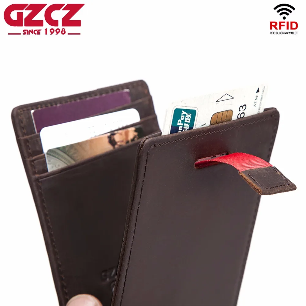 GZCZ мужской кошелек тонкий передний Карманный rfid держатель для карт