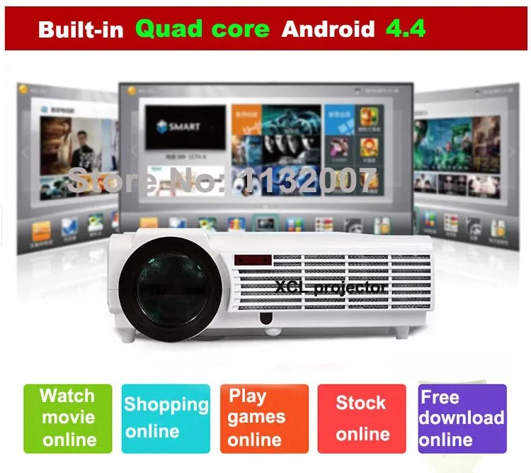 5500 люмен Smart Android 4.4 ЖК-Телевизор LED проектор Full HD аксессуары 1920x1080 3D домашний