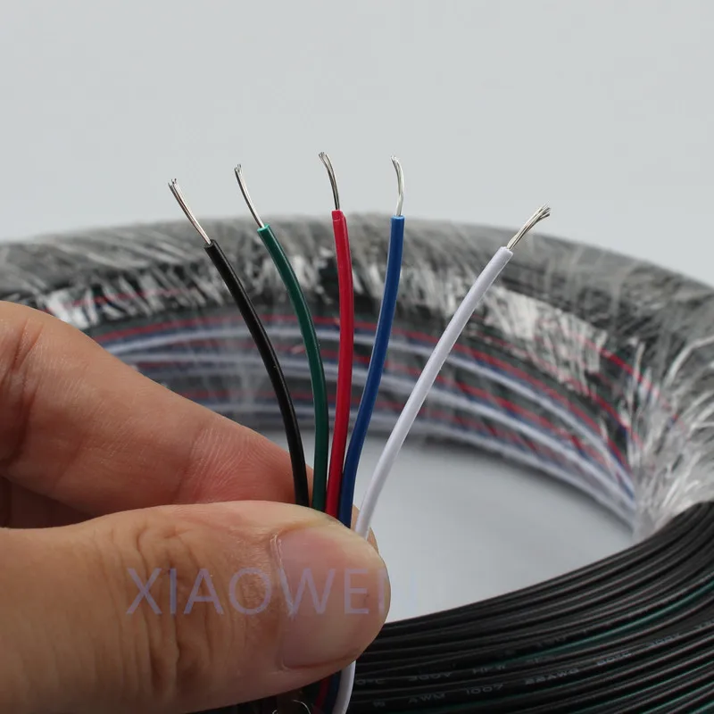 5 контактов 10 м 20 30 50 22 awg RGBW светодиодный удлинитель провод шнур для светодиодной