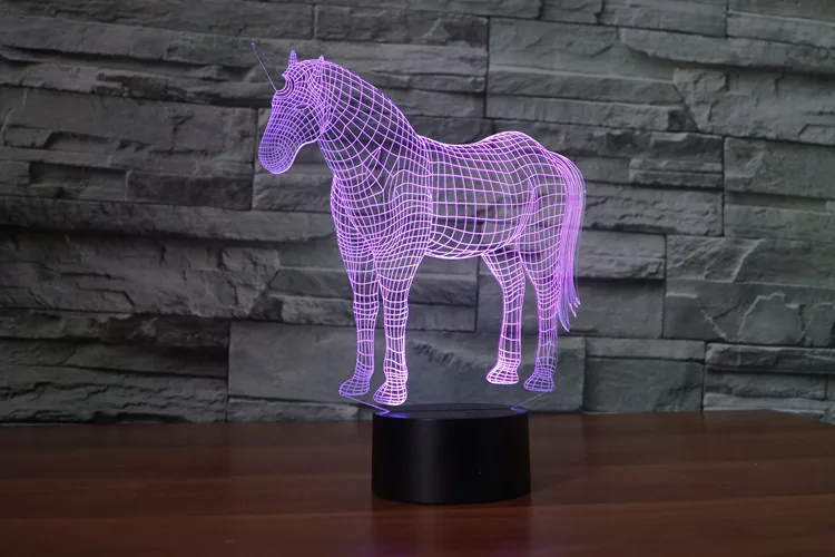 3D ночник в виде единорога светодиодный цветной сенсорный USB переключатель