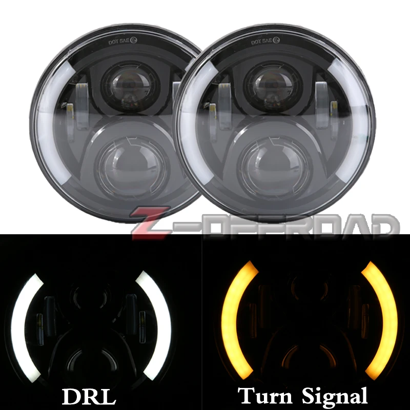 Для Land Rover Defender 90 7 дюймов Halo Фары с белым DRL ангельские глазки Янтарный указатель