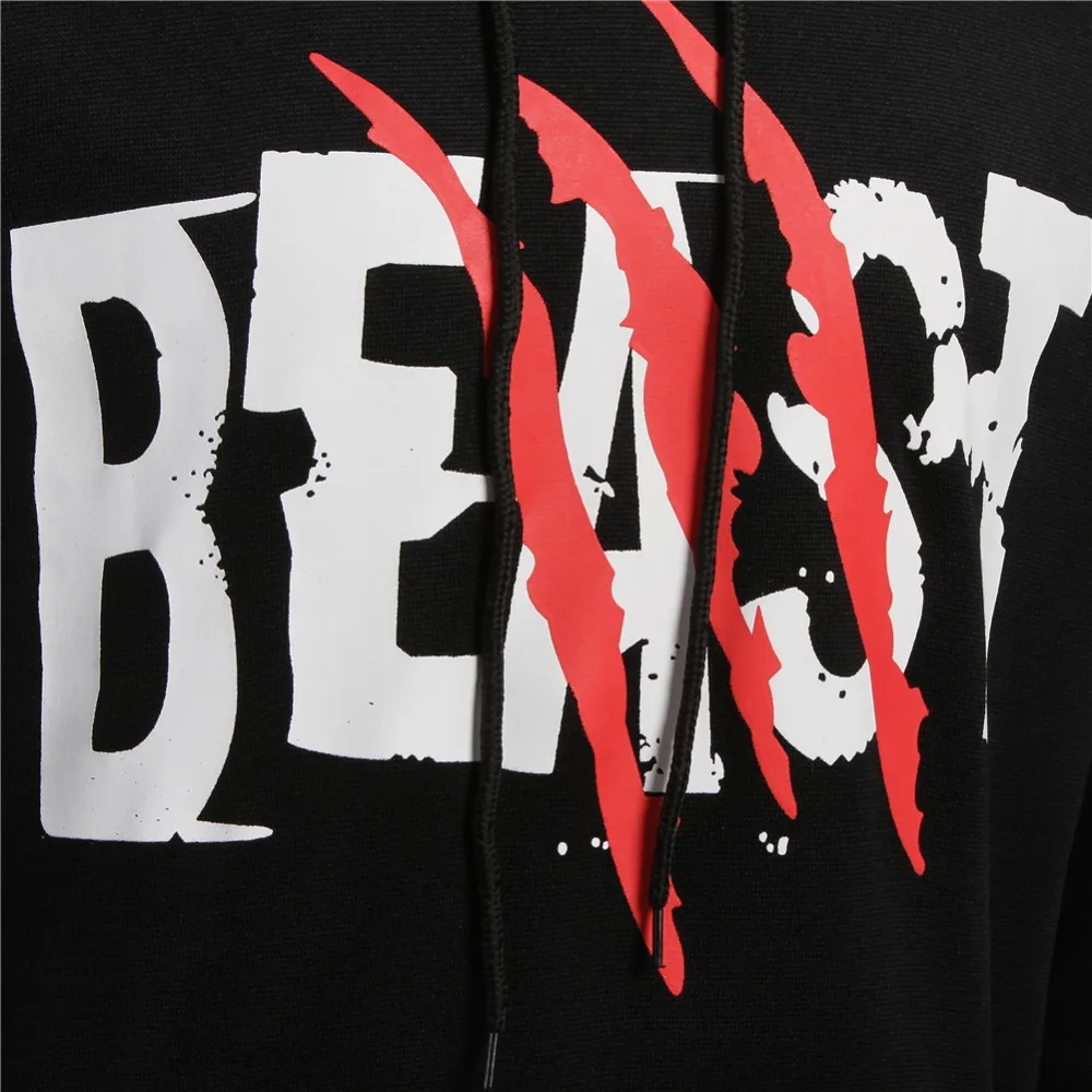 

2019 BEAST AND BEAUTY Graphic Print Couple Hoodies Black Hooded Lovers Sweatshirt Autumn Sportswear Moletons Baseball Jersey