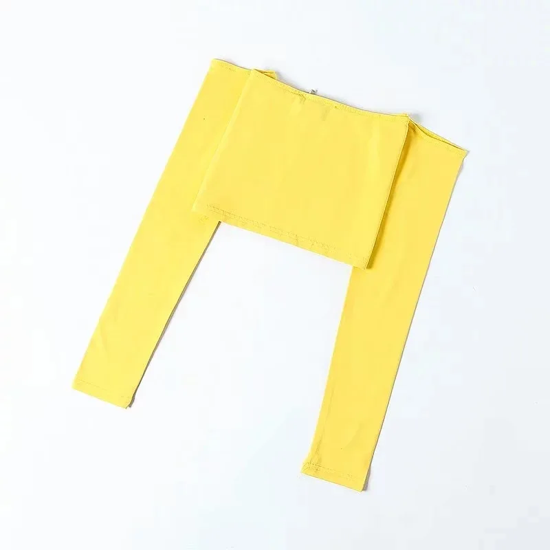 HLMFS Модные женские сексуальные с открытыми плечами буквы желтые футболки длинным