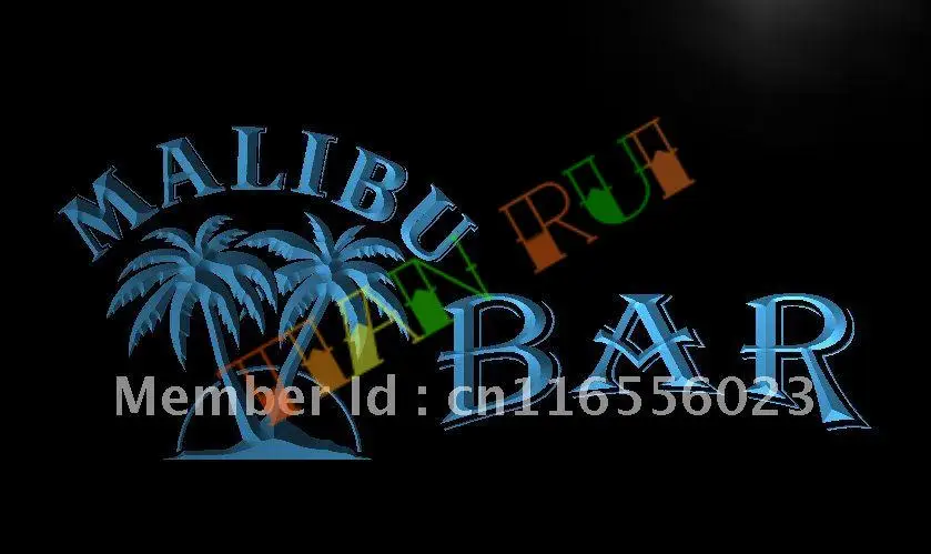 

LA496- BAR Malibu Beer Pub LED Neon Light Sign
