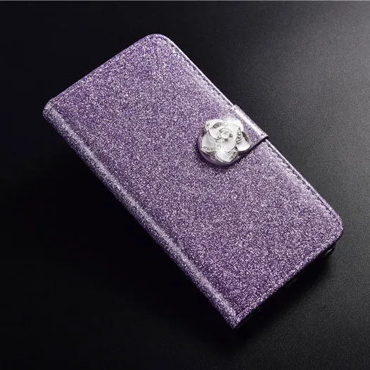Purple Camellia Чехол для Meizu U10 U20 pro 7 M5s M6S M6 M6T M6S Примечание роскошный модный, с украшениями в виде бриллиантов блеск Флип кожаный кожух, чехол для мобильного телефона - Цвет: Purple Camellia
