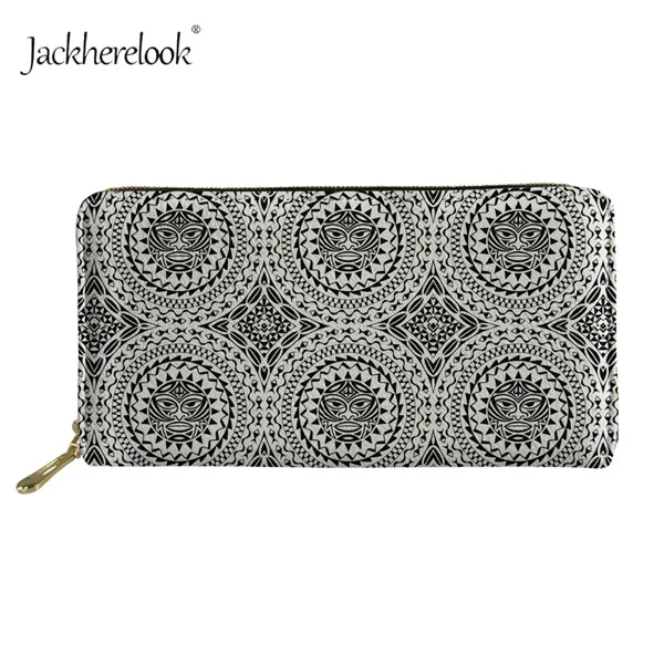 HX401Z21 Jackhereook Модные женские длинные кошельки из искусственной кожи полинезийская традиционная племенная Стильная Женская визитница на молнии клатч портмоне - Цвет: HX401Z21