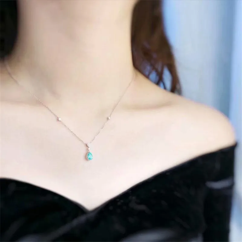 Aazuo 18K желтое золото Капля воды Natual Paraiba Настоящее бриллиантовое ожерелье подаренное для женщин девушек помолвка Свадебная гирлянда цепь