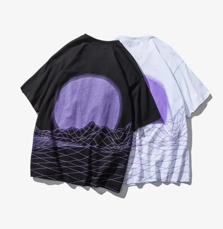 Летняя свободная футболка с круглым вырезом и коротким рукавом в японском стиле