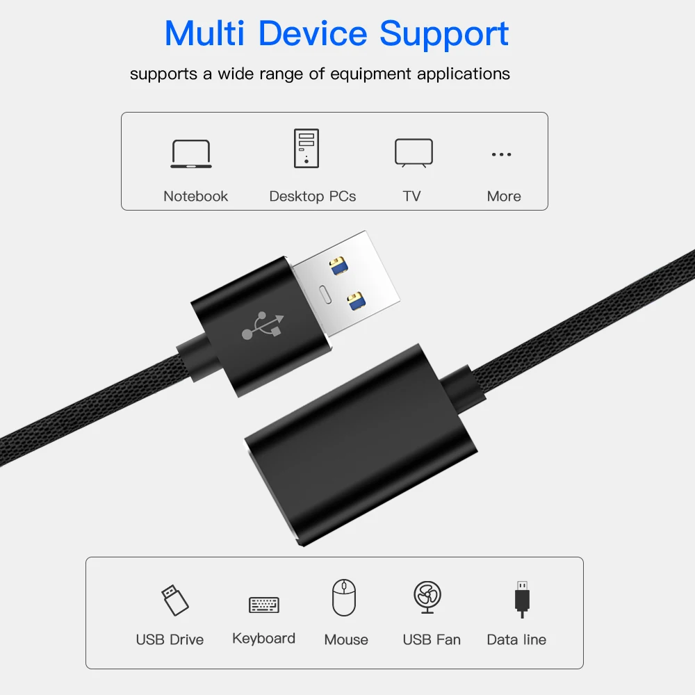USB 2,0 удлинитель кабель Мужской к женскому Кабу USB данных USB3.0 кабели для ПК клавиатура принтер камера мышь игровой контроллер