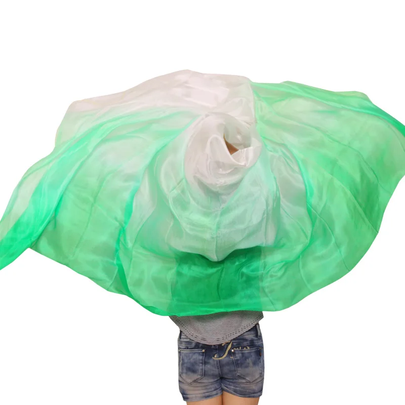 Градиентный цвет 100% натуральный шелк вуаль для танца живота 200x90 см окрашенный