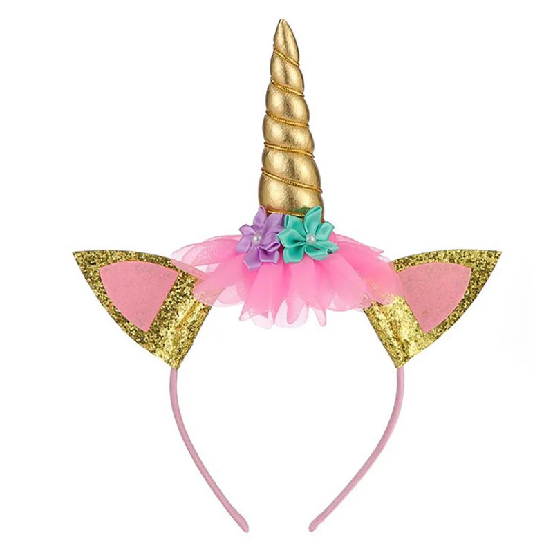 Gold Headwear Летнее платье с единорогом для детей 2-6 лет, детское платье принцессы, детская одежда, платье для девочек, свадебное платье, карнавальные костюмы с единорогом - Цвет: Gold Headwear