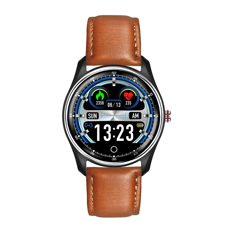 Brown belt Hamswan MX9 ECG+ PPG Смарт-часы с сенсорным экраном HRV отчет сердечного ритма кровяное давление IP68 Водонепроницаемые Смарт-часы для плавания для мужчин и женщин - Цвет: Brown belt