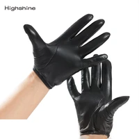 mens luxury genuine leather gloves fashion classic short wrist black touch screen driving gloves winter warm