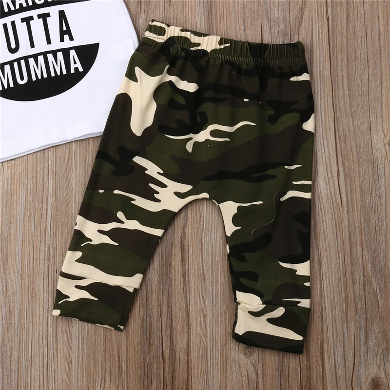 2019 Newborn Infant Toddler Kids Baby Boy Clothes Set Summer Short Sleeve Tops Letter T-Shirt Camouflage Pants Clothing Outfits |