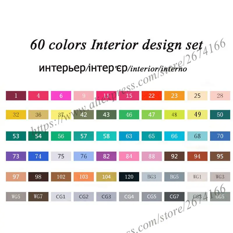 60 Color Interior NNRTS лазерный маркер 30/40/60/80/168 Цвета Ручка Кисть алкогольных жирной чернила на водной основе художественный маркер для манга двуглавый маркеры для эскизов - Цвет: 60 Color Interior