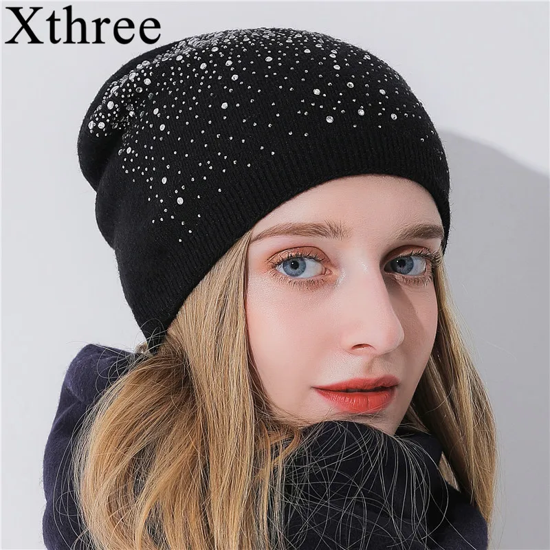 Зимние облегающие шапки Xthree женская шапка вязаные шерстяные женские модные
