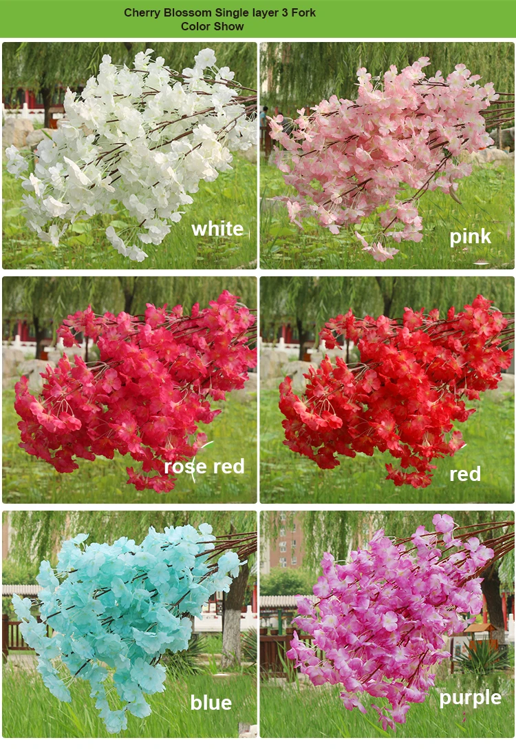 High Densities 4 6 fork Fake Cherry Blossom Flower Branch Begonia Sakura Tree Stem for Event Wedding Tree Deco Artificial Decora