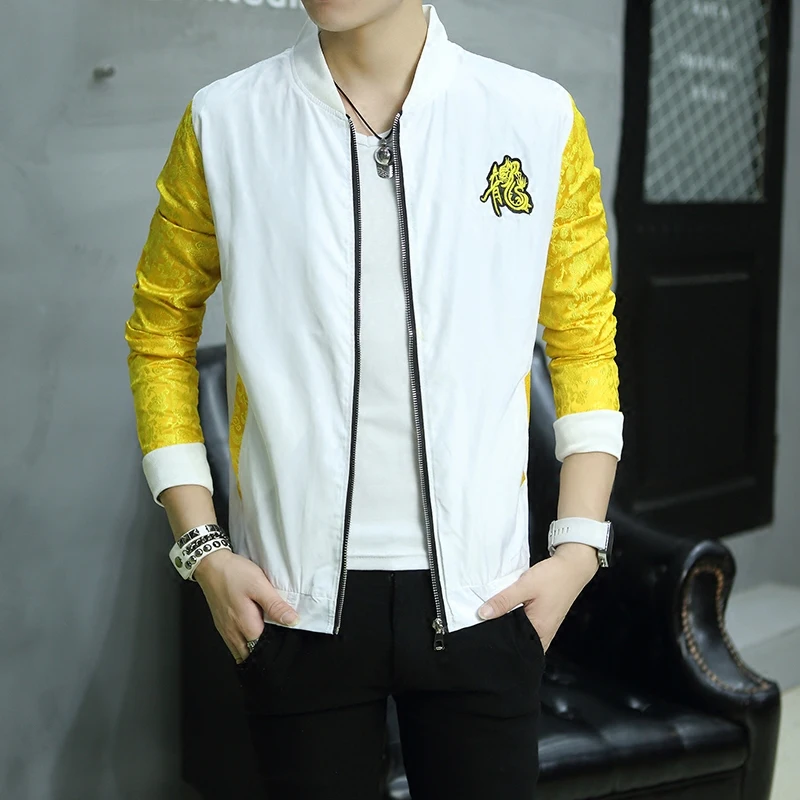 Молодежная тонкая куртка-бомбер Мужская осенняя куртка с вышивкой Классические
