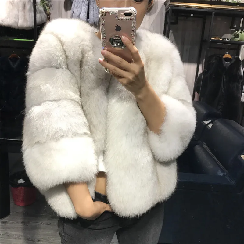 Женская куртка из натурального Лисьего меха, женская шуба из натурального Лисьего меха, зимняя верхняя одежда