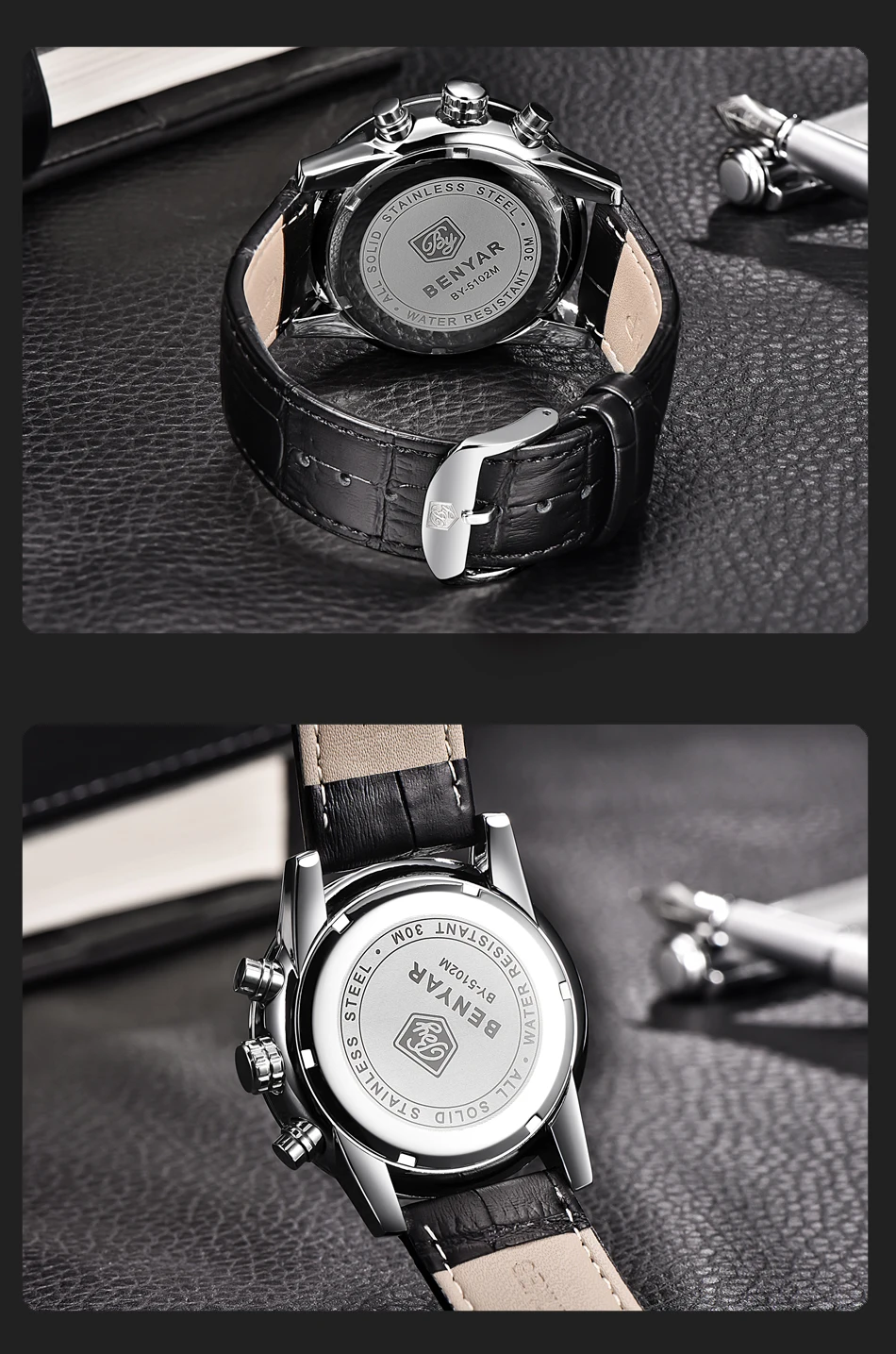 BENYAR брендовые модные спортивные часы с хронографом Reloj Hombre ремешок из нержавеющей стали Кварцевые военные часы Relogio Masculino