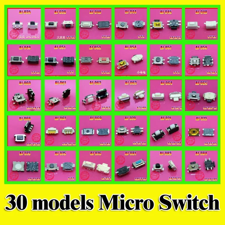 Образец упаковки 30 моделей 150 шт черепаха сенсорный переключатель телефон микро