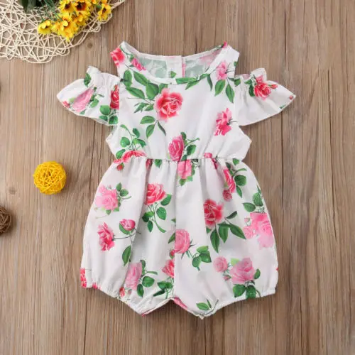 2018 Новый Детский комбинезон с цветочным рисунком для девочек милый детский