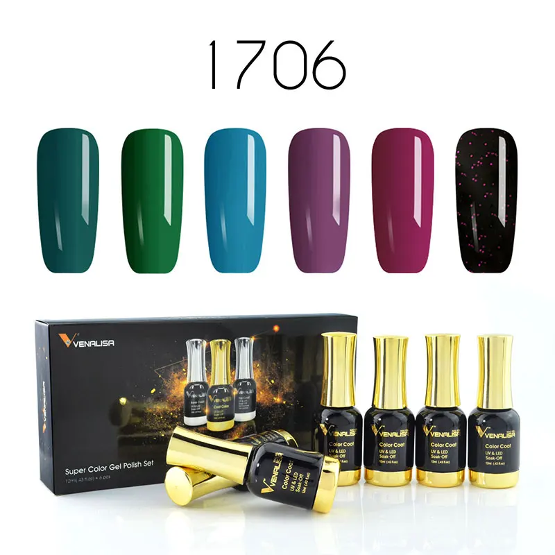 1706 6 colors Venalisa, Заводская поставка,, 111 цветов, 12 мл, дизайн ногтей, замочить от УФ, зеркальный Гель-лак для ногтей, Гель-лак, Набор лаков - Цвет: 1706 6 colors