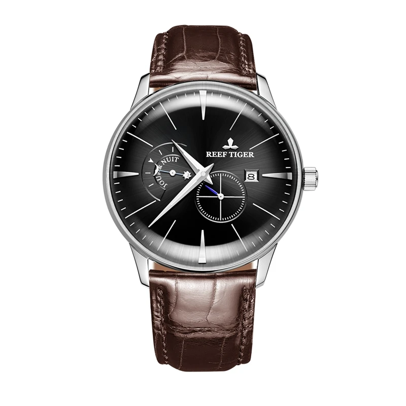 Reef TigerTop люксовый бренд Мужские часы Дата нержавеющая сталь Relojes автоматическая одежда часы кожа водонепроницаемые часы RGA8219 - Цвет: RGA8219-YBS