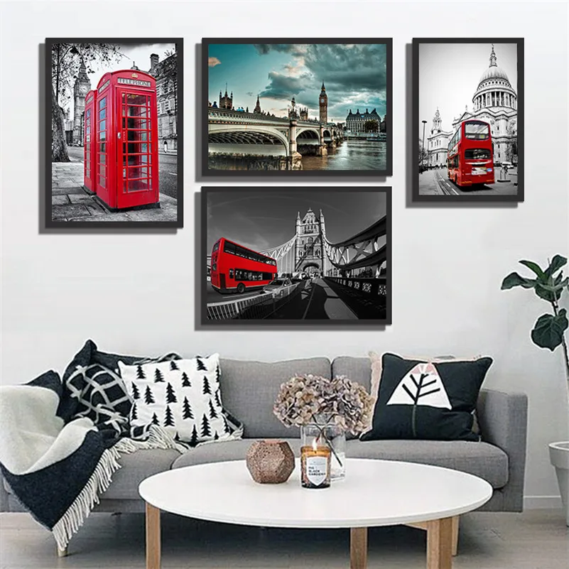Настенный декор Лондонская улица печать на холсте Настенная картина городской