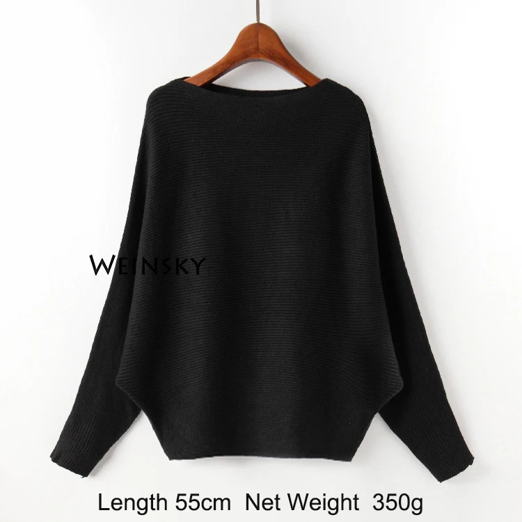 Black 350g Weinsky женские вязаные свитера и пуловеры, женские осенние и зимние модные розовые свитера в Корейском стиле с рукавами летучая мышь - Цвет: Black 350g