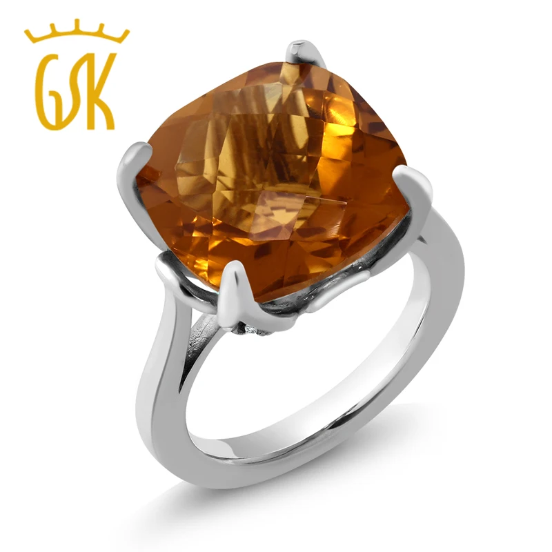 GemStoneKing 8 47 Ct подушка шахматная доска виски Кварц желтый сапфир серебро 925 пробы