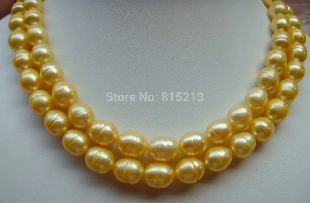 

HUGE AAA+ 10-13MM South Sea Golden Baroque Pearl Necklace 34" GOLD CLASP 28% Discount