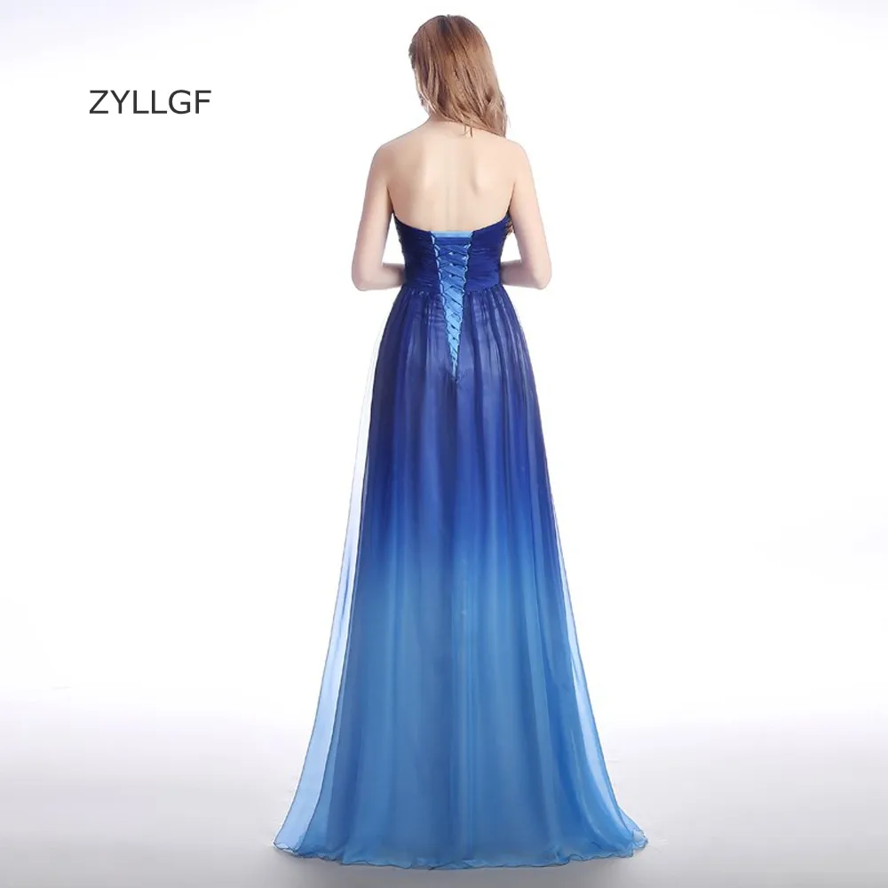 ZYLLGF Vestidos De Fiestas Elegante Noche Largo A Line без бретелек Abiti Da Sera Lunghi 2017 градиентное вечернее
