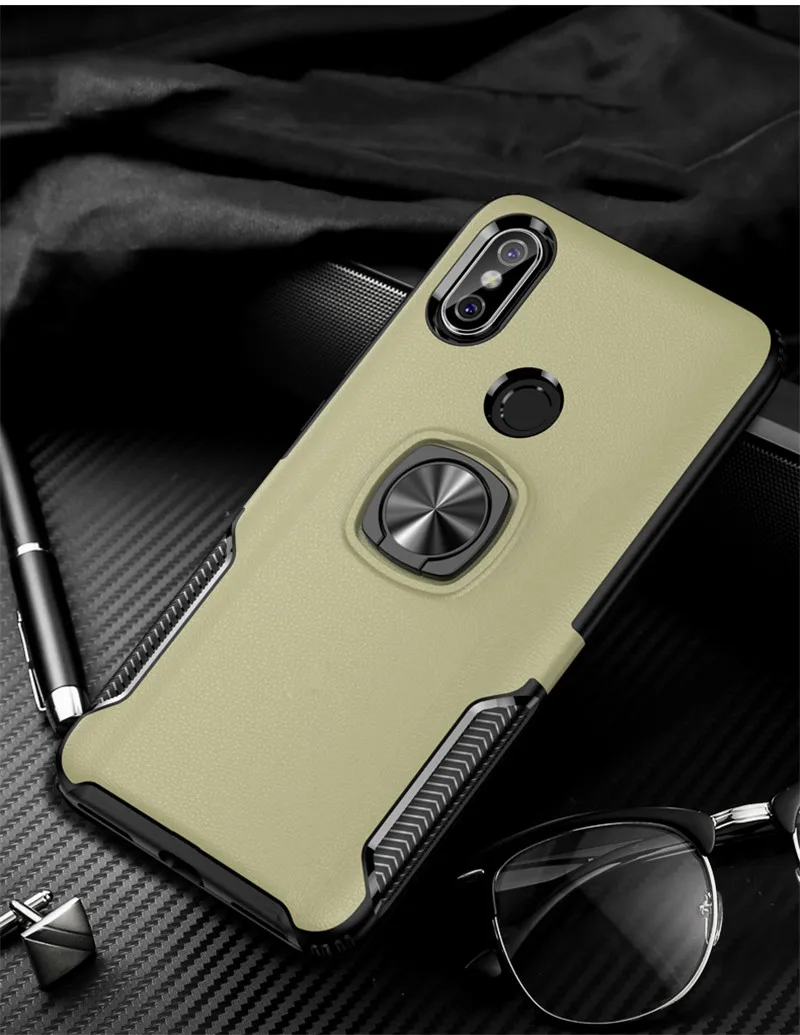 gold Мягкий силиконовый кожаный чехол для Xiaomi mi A2 Lite A3 CC9E для Red mi Note 5 6 7 8 Pro, автомобильный держатель, магнитная матовая жесткая задняя крышка из поликарбоната - Цвет: gold
