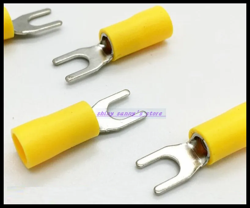 100 шт./лот SV5.5-4 / SV5.5-5 SV5.5-6 SV5.5-8 желтого цвета 12-10 AWG 4-6mm2 Furcate кабель провод разъем