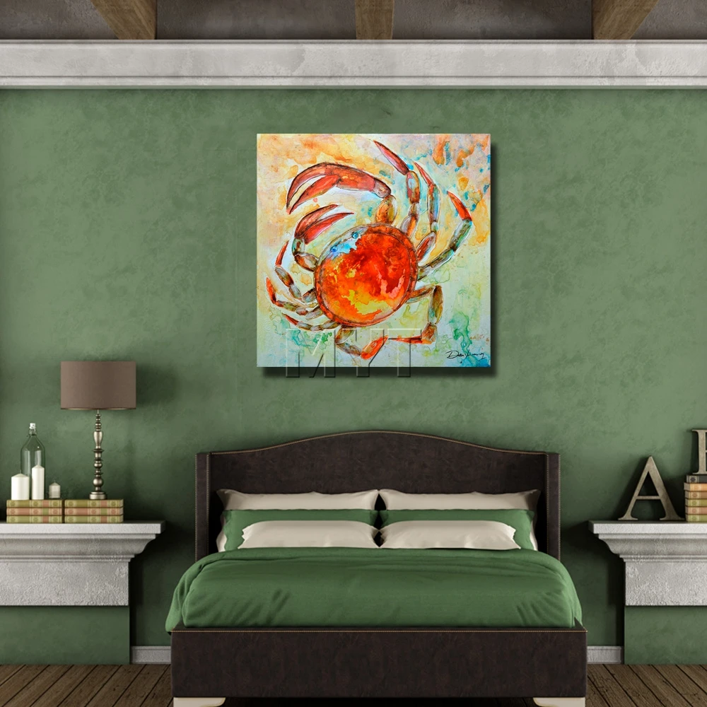 Краб животных wall art живопись от руки рисунок картины маслом бесплатная доставка