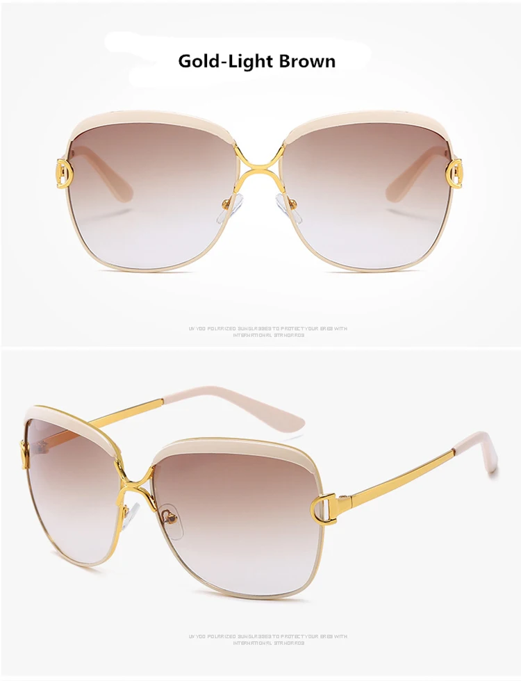 Gold-Light Brown Brand Designer Sunglasses Women D Frame Popular Fashion Shades Sun Glasses Infantil Oculos De Sol Feminino UV400 - Цвет линз: Gold-Light Brown