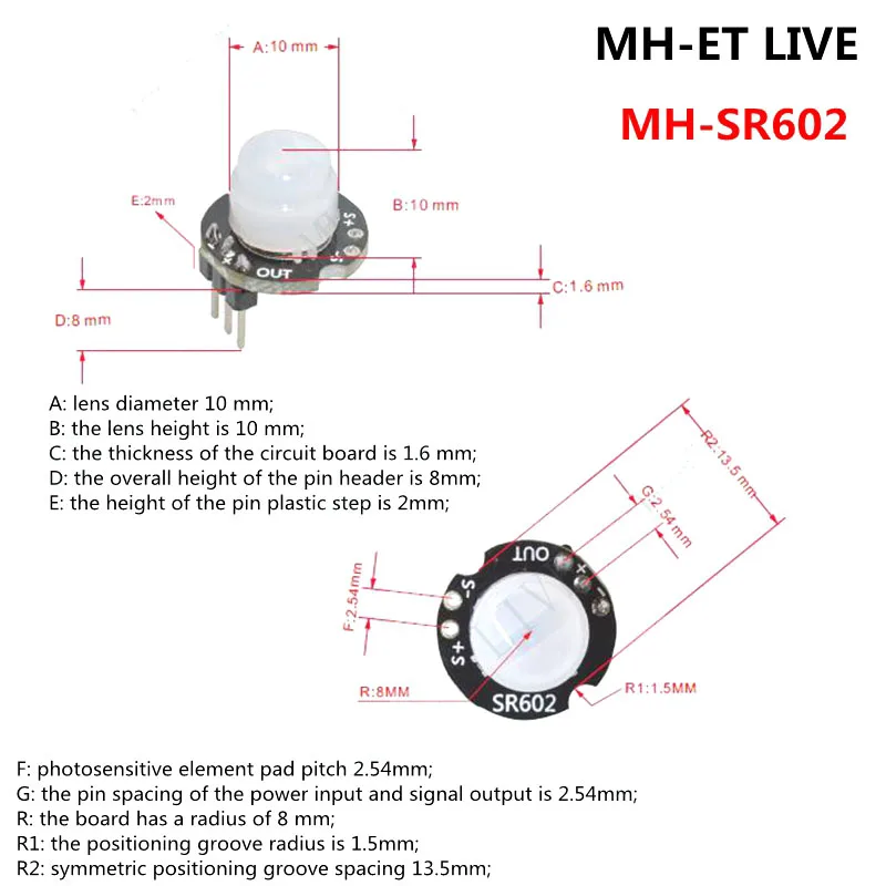 

MINI SR602 Motion Sensor Detector Module Pyroelectric Infrared Sensory Switch With High Sensitivity JR Deals