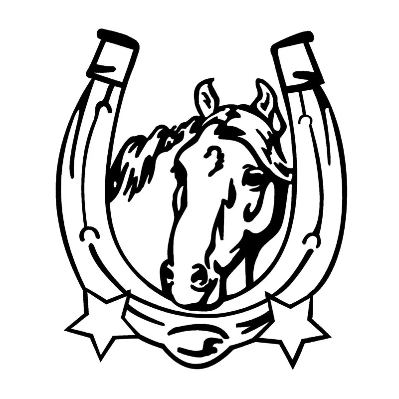 

17,2*20 см Четверть Лошади в подковке, автомобильные наклейки, наклейка на кузов автомобиля, декоративное покрытие от царапин, черный/серебрис...