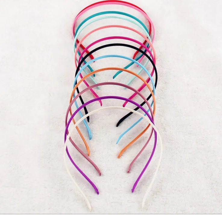 5 мм Сатиновые ленты покрытые простые металлические ободки для волос атласная