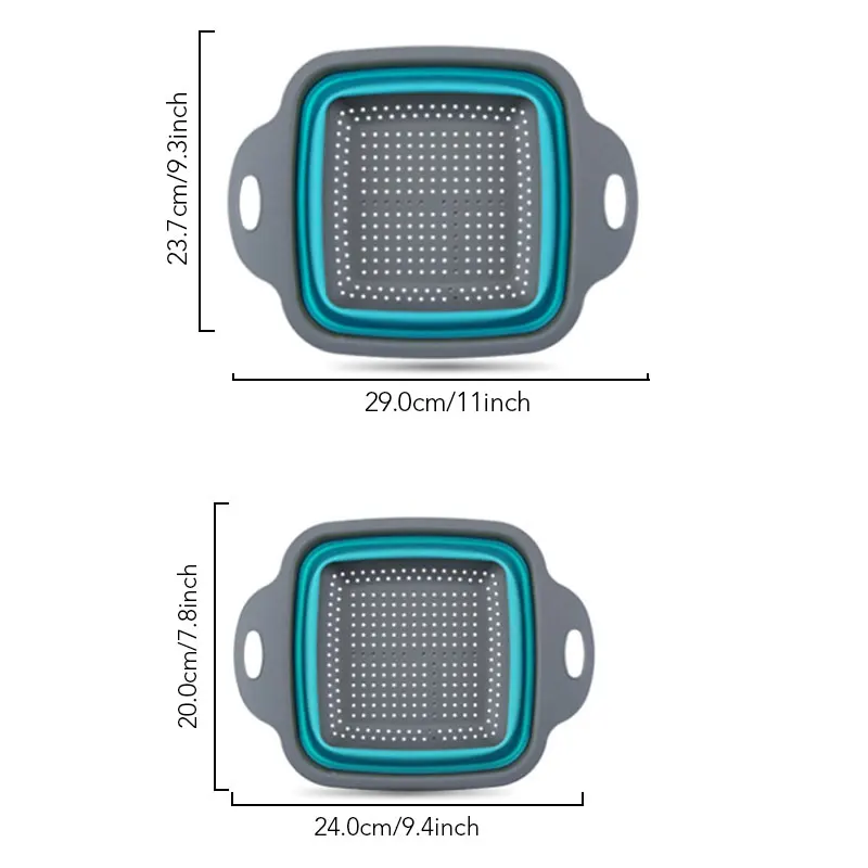 Blue Square 1 Myvit складной силиконовый дуршлаг и складная корзина для мытья фруктов и овощей микро-перфорированный фильтр и твердая корзина - Цвет: Blue Square 1