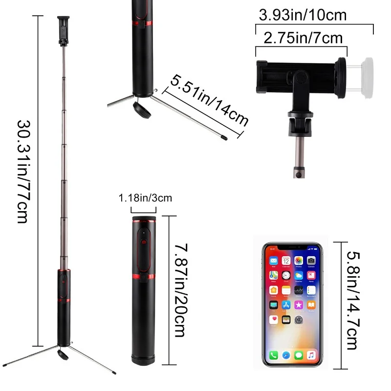 TRAVOR штатив монопод селфи палка Bluetooth портативный ручной 3 в 1 для iPhone Samsung Huawei Xiaomi