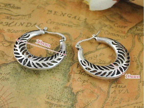 Мода индийские украшения Винтаж выдалбливают листьев Серьги кольца для продажи