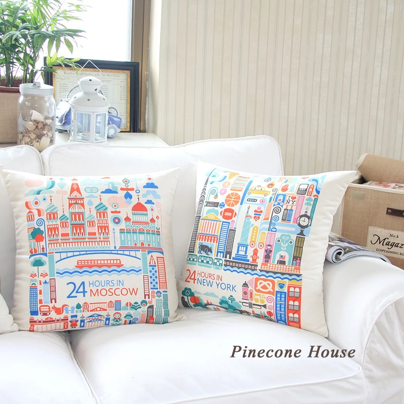 Стильный Подушки Чехлы для мангала 24 часов в Нью-Йорке удобные белые бархат 18