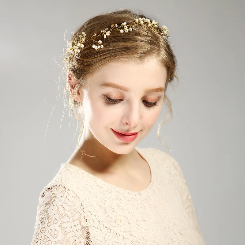 Голо серебро Цвет жемчугом кристалл оголовье свадебные аксессуары для волос