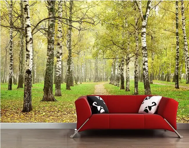 

3d wallpaper custom mural Birch forest park avenue background photo wallpaper for walls 3d living room home decor