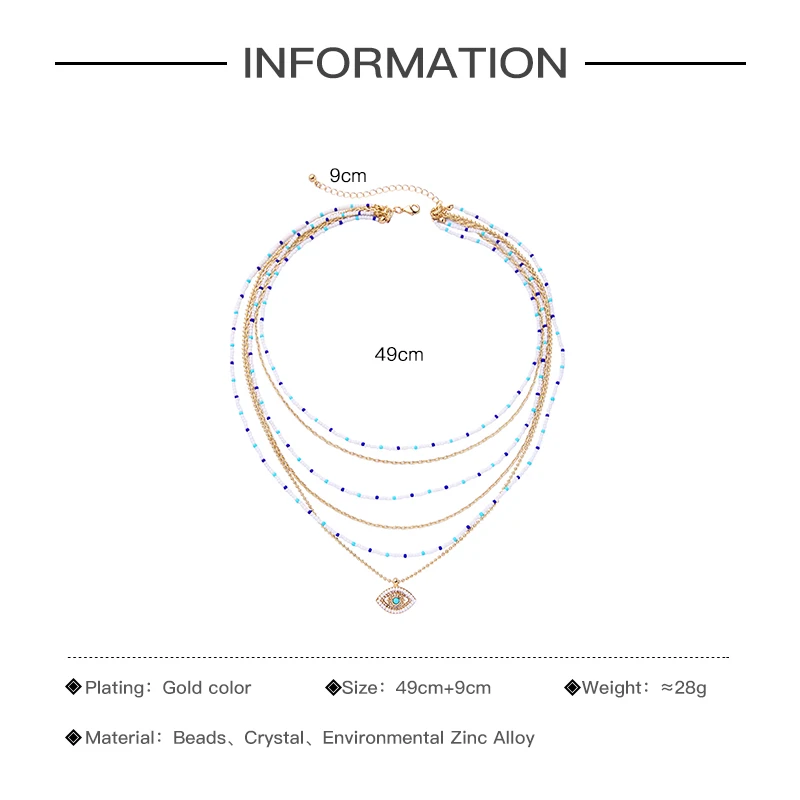 Многослойное ожерелье ручной работы с кристаллами водопад золотого